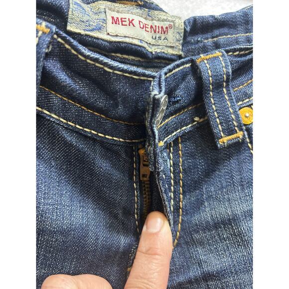 Mek Denim USA Oakaca Bootcut Jeans 28x34 Distressed Grunge Low Rise Boho Western - Picture 8 of 10